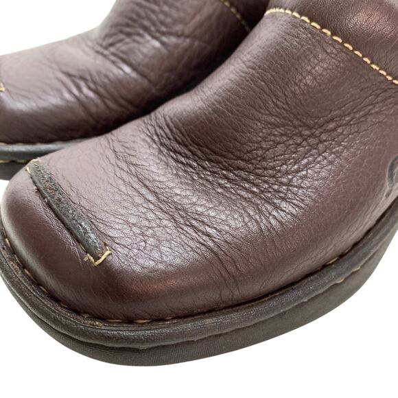 Born Womens Comfort Slip On Clogs Leather Wedge Square Toe Loafers Shoes sz 6 - Picture 9 of 16